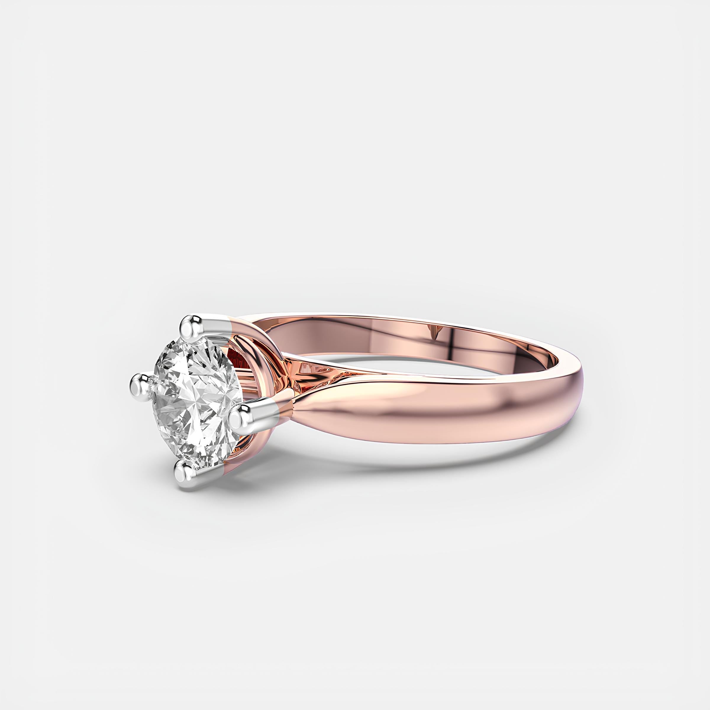 1 Carat Round Solitaire Ring – EF VS/SI Lab-Created Diamond in 14K Solid Gold | Women's Engagement Ring or Wedding Band